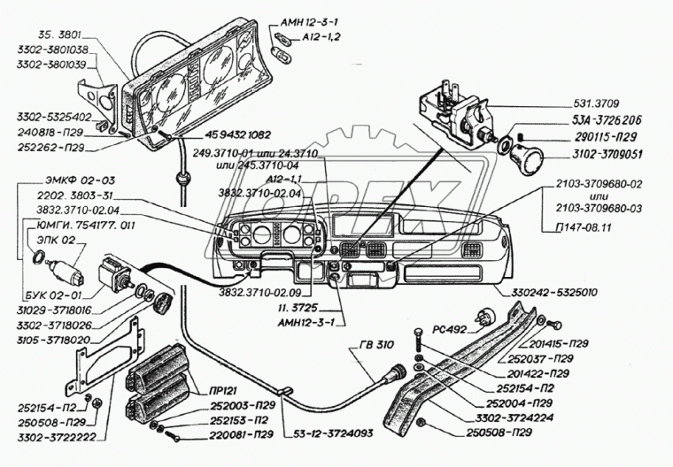 531.3709 Переключатель освещения 531.3709 2-х поэ. 5контактов (92х31х45) ЛЭТЗ